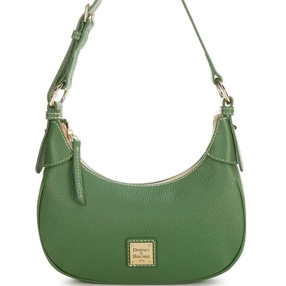 New! D & B Lucca Pebbled Leather Baguette Shoulder Bag In Grass Green 💚 🛍️